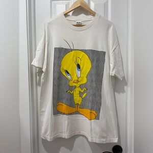 Vintage Tweety Bird 1990s T-Shirt Trippy Big Print Rare XL